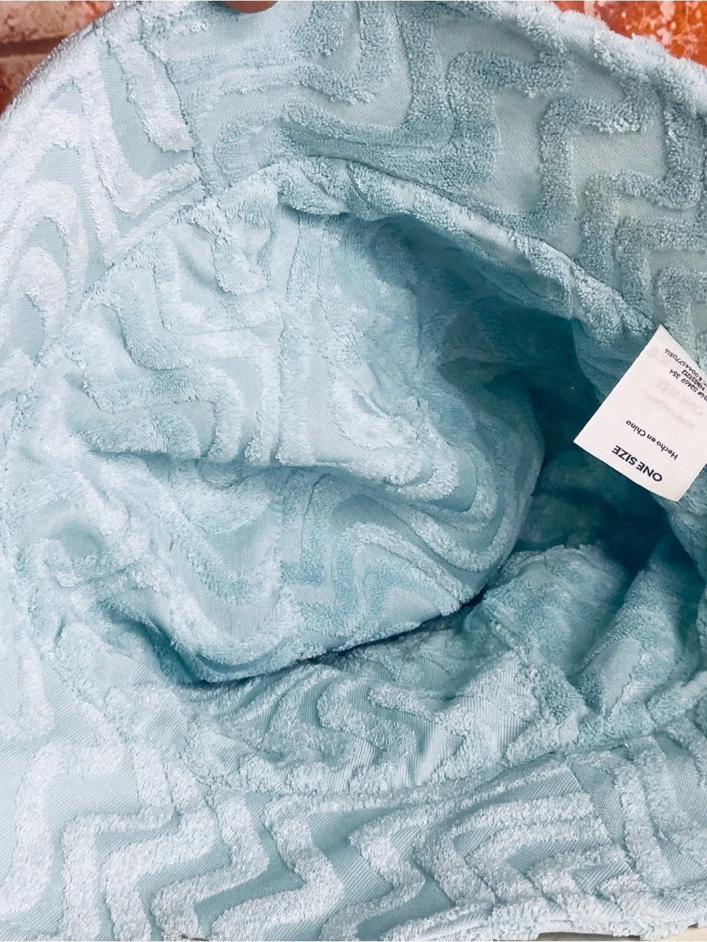 Light Blue Textured Terrycloth Bucket Hat